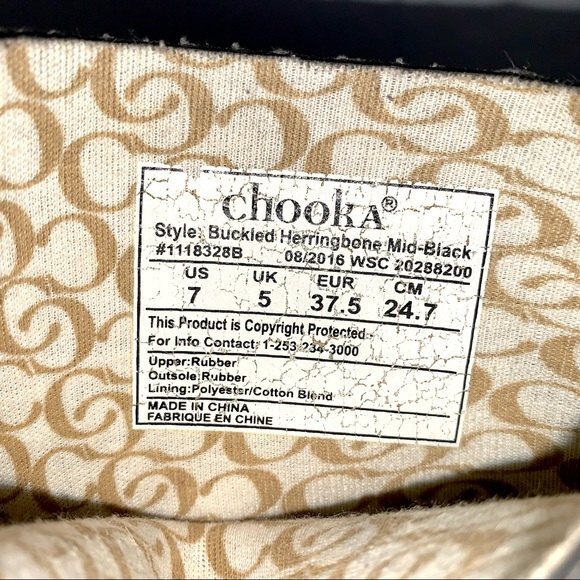 Chooka Buckled Black & Gray Herringbone Knit Slip-On Rain Boots - Picture 10 of 10